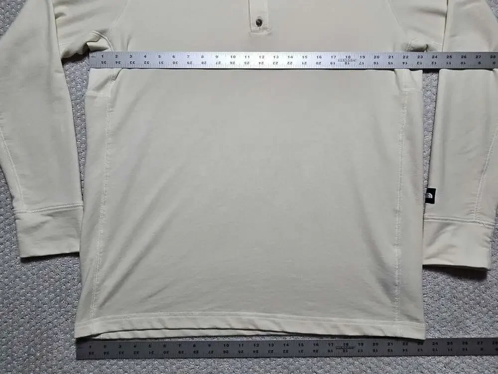 The North Face Mens Off White Long Sleeve Henley Shirt Size XL